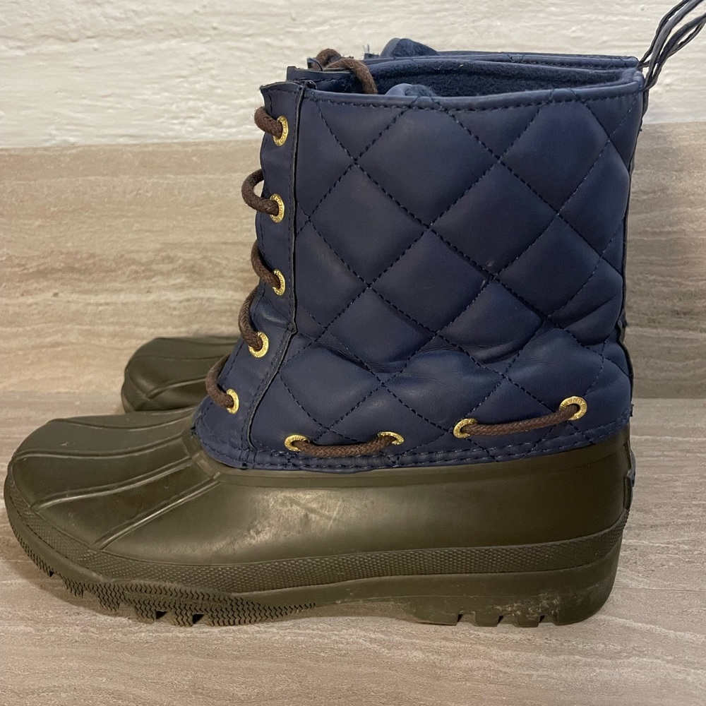 Sperry Top-Sider Navy Brown Gosling Duck Boot Women’s Sz. 7 Flannel
